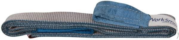 Value Collection - 8' Long x 2" Wide, 3,200 Lb Vertical Capacity, 1 Ply, Polyester Web Sling - 2,500 Lb Choker Capacity, Silver (Color), with Eye & Eye (Flat) - Exact Tool & Supply