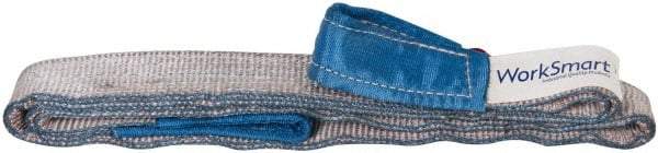 Value Collection - 9' Long x 2" Wide, 3,200 Lb Vertical Capacity, 1 Ply, Polyester Web Sling - 2,500 Lb Choker Capacity, Silver (Color), with Eye & Eye (Flat) - Exact Tool & Supply