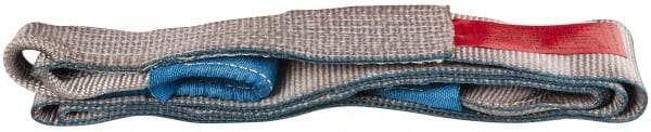 Value Collection - 9' Long x 3" Wide, 4,800 Lb Vertical Capacity, 1 Ply, Polyester Web Sling - 3,800 Lb Choker Capacity, with Eye & Eye (Flat) - Exact Tool & Supply