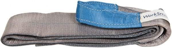 Value Collection - 8' Long x 4" Wide, 6,400 Lb Vertical Capacity, 1 Ply, Polyester Web Sling - 5,000 Lb Choker Capacity, Silver (Color), with Eye & Eye (Flat) - Exact Tool & Supply