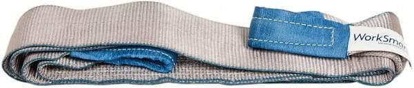 Value Collection - 10' Long x 4" Wide, 6,400 Lb Vertical Capacity, 1 Ply, Polyester Web Sling - 5,000 Lb Choker Capacity, Silver (Color), with Eye & Eye (Flat) - Exact Tool & Supply