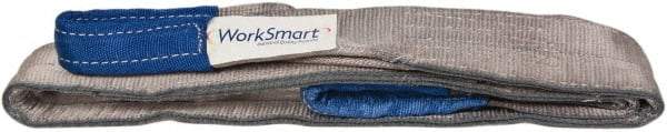 Value Collection - 6' Long x 3" Wide, 8,600 Lb Vertical Capacity, 2 Ply, Polyester Web Sling - 6,900 Lb Choker Capacity, Silver (Color), with Eye & Eye (Flat) - Exact Tool & Supply