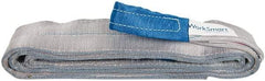 Value Collection - 10' Long x 4" Wide, 11,500 Lb Vertical Capacity, 2 Ply, Polyester Web Sling - 9,200 Lb Choker Capacity, Silver (Color), with Eye & Eye (Flat) - Exact Tool & Supply