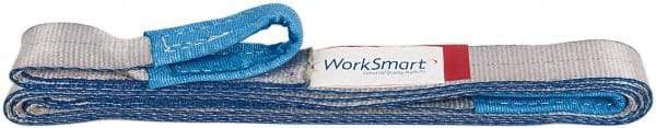 Value Collection - 12' Long x 2" Wide, 3,200 Lb Vertical Capacity, 1 Ply, Polyester Web Sling - 2,500 Lb Choker Capacity, with Eye & Eye (Twisted) - Exact Tool & Supply