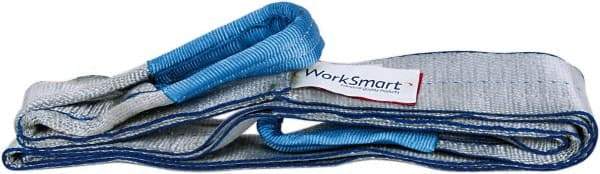 Value Collection - 10' Long x 3" Wide, 4,800 Lb Vertical Capacity, 1 Ply, Polyester Web Sling - 3,800 Lb Choker Capacity, with Eye & Eye (Twisted) - Exact Tool & Supply