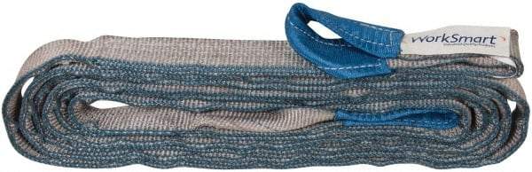 Value Collection - 20' Long x 2" Wide, 6,400 Lb Vertical Capacity, 2 Ply, Polyester Web Sling - 5,000 Lb Choker Capacity, Silver (Color), with Eye & Eye (Twisted) - Exact Tool & Supply