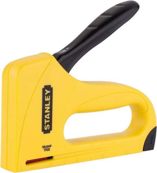 Stanley - Manual Staple Gun - 1/4, 5/16, 3/8" Staples, Yellow & Black, ABS - Exact Tool & Supply