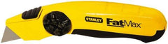 Stanley - Fixed Utility Knife - 2-3/8" Blade, Yellow & Black TPE Handle, 5 Blades Included - Exact Tool & Supply