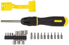 Stanley - 21 Piece Nut Driver, Phillips, Slotted, Square & Torx Screwdriver Set - Bit Sizes: Philips #1 to #3, Nut Driver 7/16, 3/8, 11/32, 5/16, 9/32 & 1/4, Torx T6, T8, T10, T15 & T20 - Exact Tool & Supply
