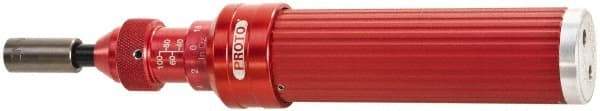 Proto - 1 Piece, 7 to 36 In/Lb, Adjustable Torque Limiting Screwdriver - 7-3/16" OAL, 1/4" Drive, 1 In/Lb Graduation - Exact Tool & Supply
