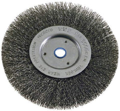 Weiler - 6" OD, 2" Arbor Hole, Crimped Steel Wheel Brush - 1" Face Width, 1-1/8" Trim Length, 0.008" Filament Diam, 6,000 RPM - Exact Tool & Supply