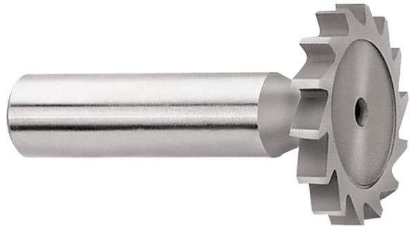 Whitney Tool Co. - 3/4" Diam x 7/64" Face Width, Cobalt, 14 Teeth, Shank Connection Woodruff Keyseat Cutter - Uncoated, 2-7/64" OAL x 1/2" Shank, Straight Teeth - Exact Tool & Supply