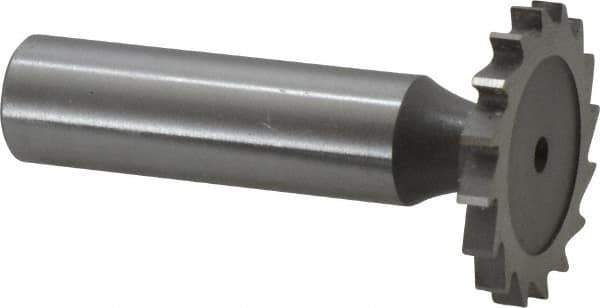Whitney Tool Co. - 1-1/8" Diam x 1/8" Face Width, Cobalt, 16 Teeth, Shank Connection Woodruff Keyseat Cutter - Uncoated, 2-1/8" OAL x 1/2" Shank, Straight Teeth - Exact Tool & Supply