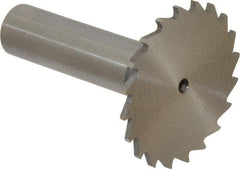 Whitney Tool Co. - 1-1/2" Diam x 1/16" Face Width, Cobalt, 20 Teeth, Shank Connection Woodruff Keyseat Cutter - Uncoated, 2-1/16" OAL x 1/2" Shank, Straight Teeth - Exact Tool & Supply
