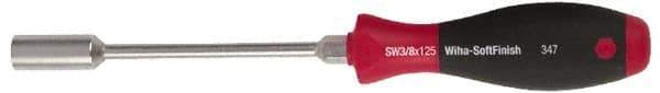 Wiha - 3/16" Solid Shaft Heavy-Duty Nutdriver - Cushion Grip Handle - Exact Tool & Supply