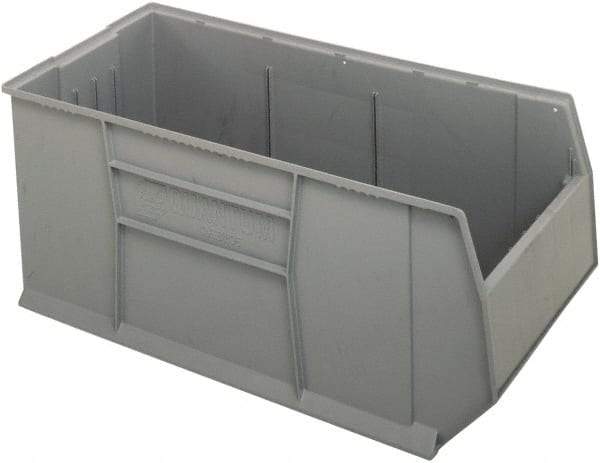 Quantum Storage - 175 Lb. Load Capacity, 41-7/8" Deep, Gray Polypropylene Hopper Stacking Bin - 17-1/2" High x 19-7/8" Wide x 41-7/8" Long - Exact Tool & Supply