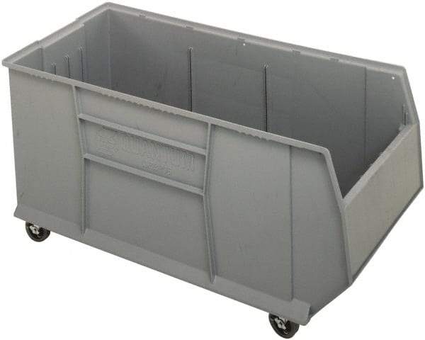 Quantum Storage - 175 Lb. Load Capacity, 41-7/8" Deep, Gray Polypropylene Hopper Stacking Bin - 17-1/2" High x 23-7/8" Wide x 41-7/8" Long - Exact Tool & Supply