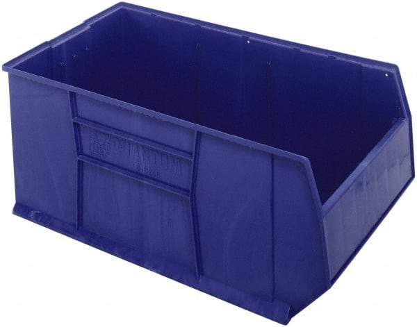 Quantum Storage - 175 Lb. Load Capacity, 41-7/8" Deep, Blue Polypropylene Hopper Stacking Bin - 17-1/2" High x 23-7/8" Wide x 41-7/8" Long - Exact Tool & Supply