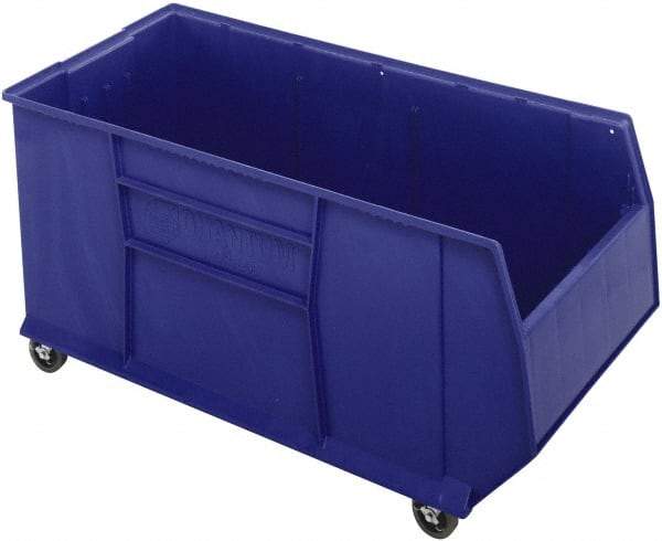 Quantum Storage - 175 Lb. Load Capacity, 41-7/8" Deep, Blue Polypropylene Hopper Stacking Bin - 17-1/2" High x 19-7/8" Wide x 41-7/8" Long - Exact Tool & Supply