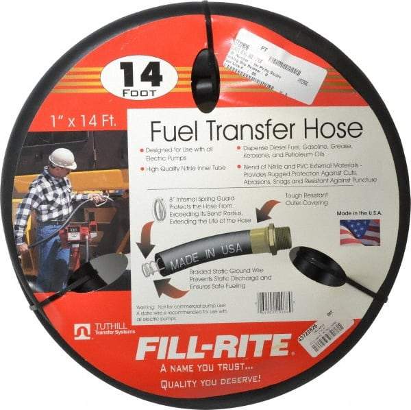 Tuthill - 1" ID x 1.45" OD x 14' OAL, NPT Petroleum Transfer Hose - -30 to 140°F - Exact Tool & Supply