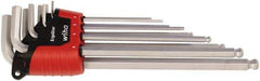 Wiha - 9 Piece L-Key Ball End Hex Key Set - Hex Range 1.5 to 10mm - Exact Tool & Supply