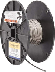 Value Collection - 50' Long, 1/8" Diam, Aircraft Cable - 1,780 Lb Breaking Strength, Material Grade 316, 7 x 19 Strand Core - Exact Tool & Supply