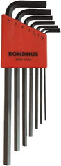 Bondhus - 7 Piece L-Key Ball End Hex Key Set - Hex Range 1.5 to 6mm, 8-3/4" OAL, Protanium High Torque Steel - Exact Tool & Supply