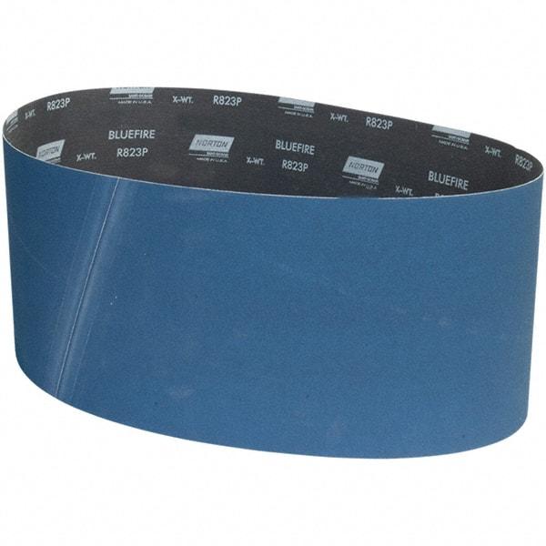 Norton - 9" Wide x 60" OAL, 120 Grit, Zirconia Alumina Abrasive Belt - Zirconia Alumina, Coated, X Weighted Cloth Backing - Exact Tool & Supply