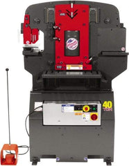 Edwards Manufacturing - 7-1/2" Throat Depth, 55 Ton Punch Pressure, 1" in 1/2" Punch Capacity Ironworker - 5 hp, 1 Phase, 230 Volts, 44-3/8" Wide x 55-1/4" High x 36-1/8" Deep - Exact Tool & Supply