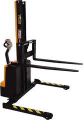 Vestil - 1,500 Lb Capacity, 64" Lift Height, Battery Powered Stacker - 1-1/2" Lowered Height, 42" Fork Length, 58-1/2" Overall Width - Exact Tool & Supply