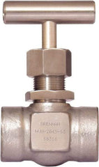 Brennan - 3/4" Pipe, Straight Needle Valve - PTFE Seal, Tube Ends, Stainless Steel Valve, 6,000 Max psi - Exact Tool & Supply