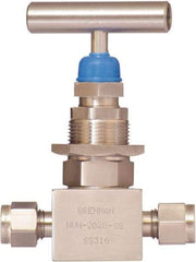 Brennan - 1/2" Pipe, Straight Needle Valve - PTFE Seal, NPT Ends, Stainless Steel Valve, 6,000 Max psi - Exact Tool & Supply