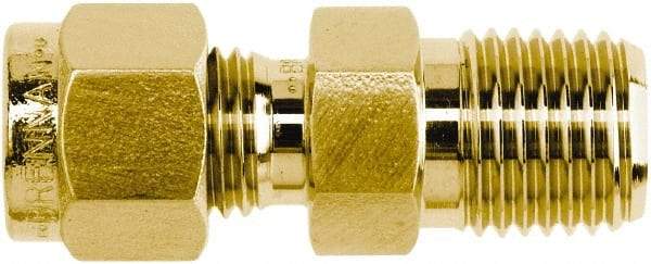 Brennan - 1/4" OD, Brass Male Connector - NPT Ends - Exact Tool & Supply