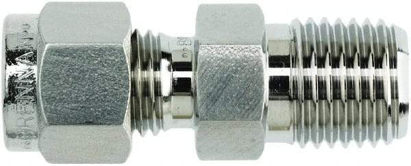 Brennan - 3/8" OD, Stainless Steel Male Connector - NPT Ends - Exact Tool & Supply