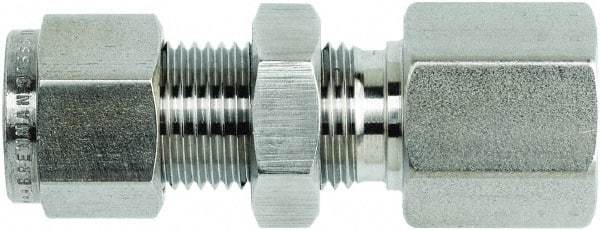 Brennan - 1/2" OD, Stainless Steel Bulkhead Female Connector - Comp x FNPT Ends - Exact Tool & Supply