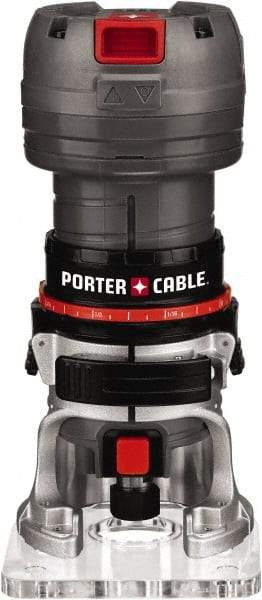 Porter-Cable - 31,000 RPM, 0.5 HP, 4.4 Amp, Laminate Trimmer Electric Router - 120 Volts, 1/4 Inch Collet - Exact Tool & Supply