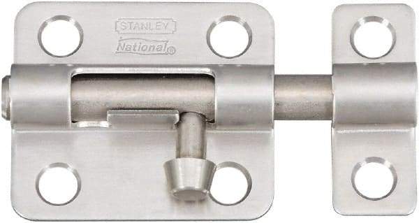 National Mfg. - 2-1/2" Long, 1-1/2" Wide Barrel Bolts - Stainless Steel - Exact Tool & Supply