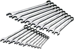 SK - 19 Piece, 6mm to 24mm, 12 Point Combination Wrench Set - Metric Measurement Standard, Chrome Finish, Comes in Rack - Exact Tool & Supply