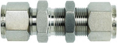 Brennan - 1/4" OD, Stainless Steel Bulkhead Union - Comp x Comp Ends - Exact Tool & Supply