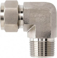 Brennan - 1/2" OD, Stainless Steel Male Elbow - MNPT Ends - Exact Tool & Supply