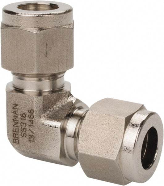 Brennan - 1/2" OD, Stainless Steel Union Elbow - Comp x Comp Ends - Exact Tool & Supply