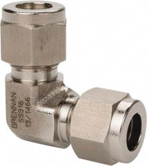 Brennan - 1/2" OD, Stainless Steel Union Elbow - Comp x Comp Ends - Exact Tool & Supply
