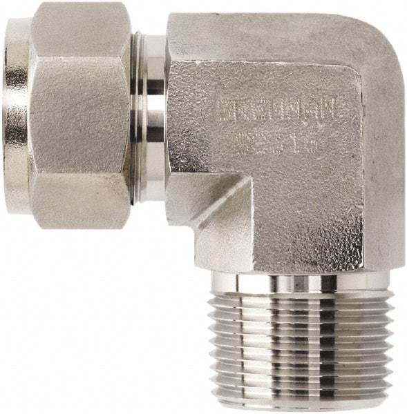 Brennan - 1/2" OD, Stainless Steel Male Elbow - Comp x MNPT Ends - Exact Tool & Supply