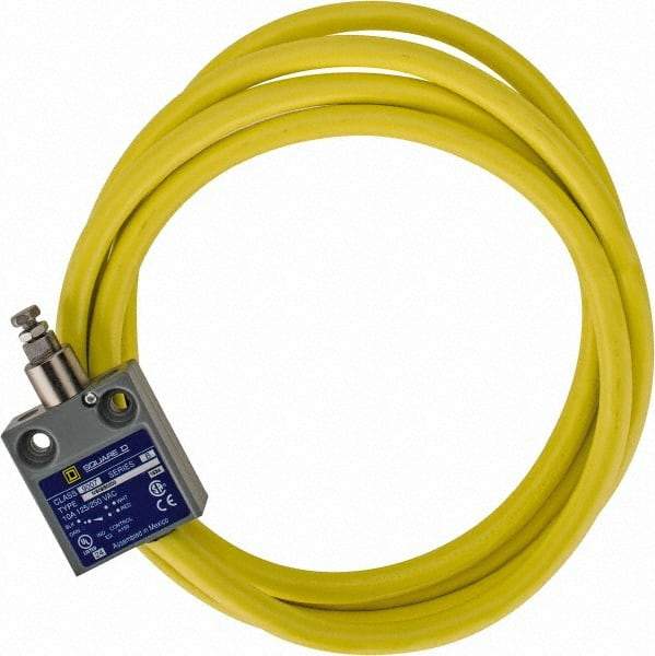 Square D - SPDT, NC/NO, 240 VAC, Prewired Terminal, Plunger Actuator, General Purpose Limit Switch - 1, 2, 4, 6, 6P NEMA Rating, IP67 IPR Rating, 80 Ounce Operating Force - Exact Tool & Supply