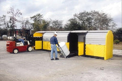 UltraTech - 75 Gal Sump, 9,000 Lb Capacity, 20 Drum, Polyethylene Spill Deck or Pallet - 204" Long x 64" Wide x 88" High, Liftable Fork, Drain Included, Low Profile, 2 x 2 Drum Configuration - Exact Tool & Supply