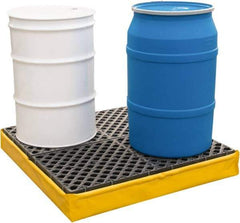 UltraTech - 66 Gal Sump, 2,400 Lb Capacity, 4 Drum, Polyethylene Spill Deck or Pallet - 56" Long x 25" Wide x 8" High, Liftable Fork, 2 x 4 Drum Configuration - Exact Tool & Supply