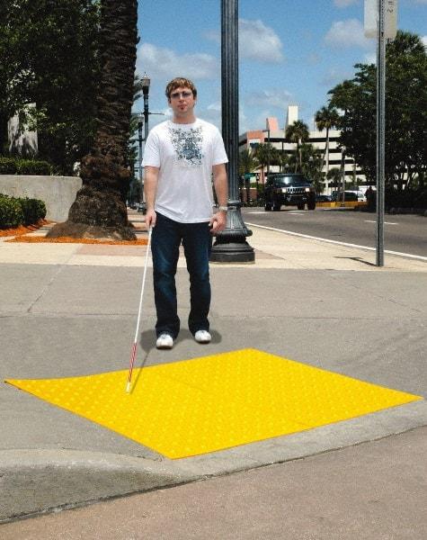 UltraTech - 2 Ft. Long x 2 Ft. Wide, Urethane Surface, Molded Bubble Entrance Matting - Outdoor, Heavy Traffic, Urethane, Yellow - Exact Tool & Supply