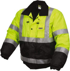 MCR Safety - Size 3XL, Lime, Rain, Cold Weather Rain Jacket - 3 Pockets, Detachable Hood - Exact Tool & Supply