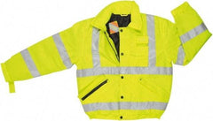 MCR Safety - Size XL, High Visibility Lime, Rain, Cold Weather Rain Jacket - 3 Pockets, Detachable Hood - Exact Tool & Supply