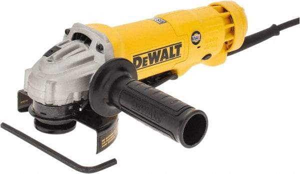 DeWALT - 4-1/2" Wheel Diam, 11,000 RPM, Corded Angle & Disc Grinder - 5/8-11 Spindle, 120 Volts, 11 Amps - Exact Tool & Supply